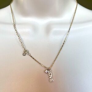 Luna Norte 16” Limited Edition Necklace With Love Pendant 14k Gold Plated